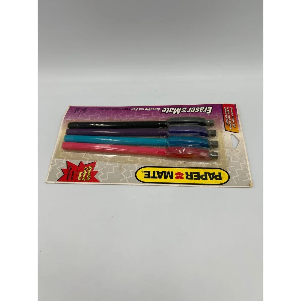 Vintage 1997 Paper Mate Eraser Mate Erasable Ink Pens Medium Point 4 Pack New